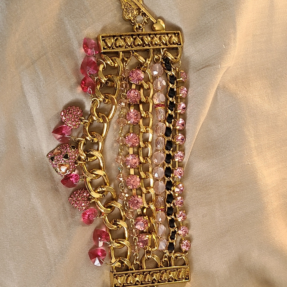 Betsey Johnson Pink Heart 7 Strand Bracelet NWT